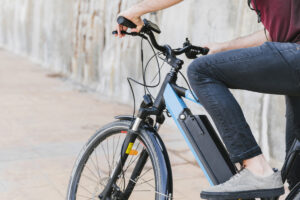 man riding an e-bike